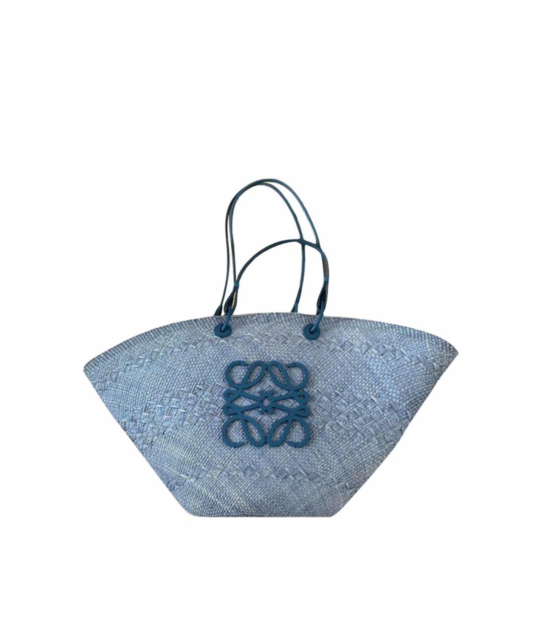 LOEWE Синяя пелетеная пляжная сумка, фото 1