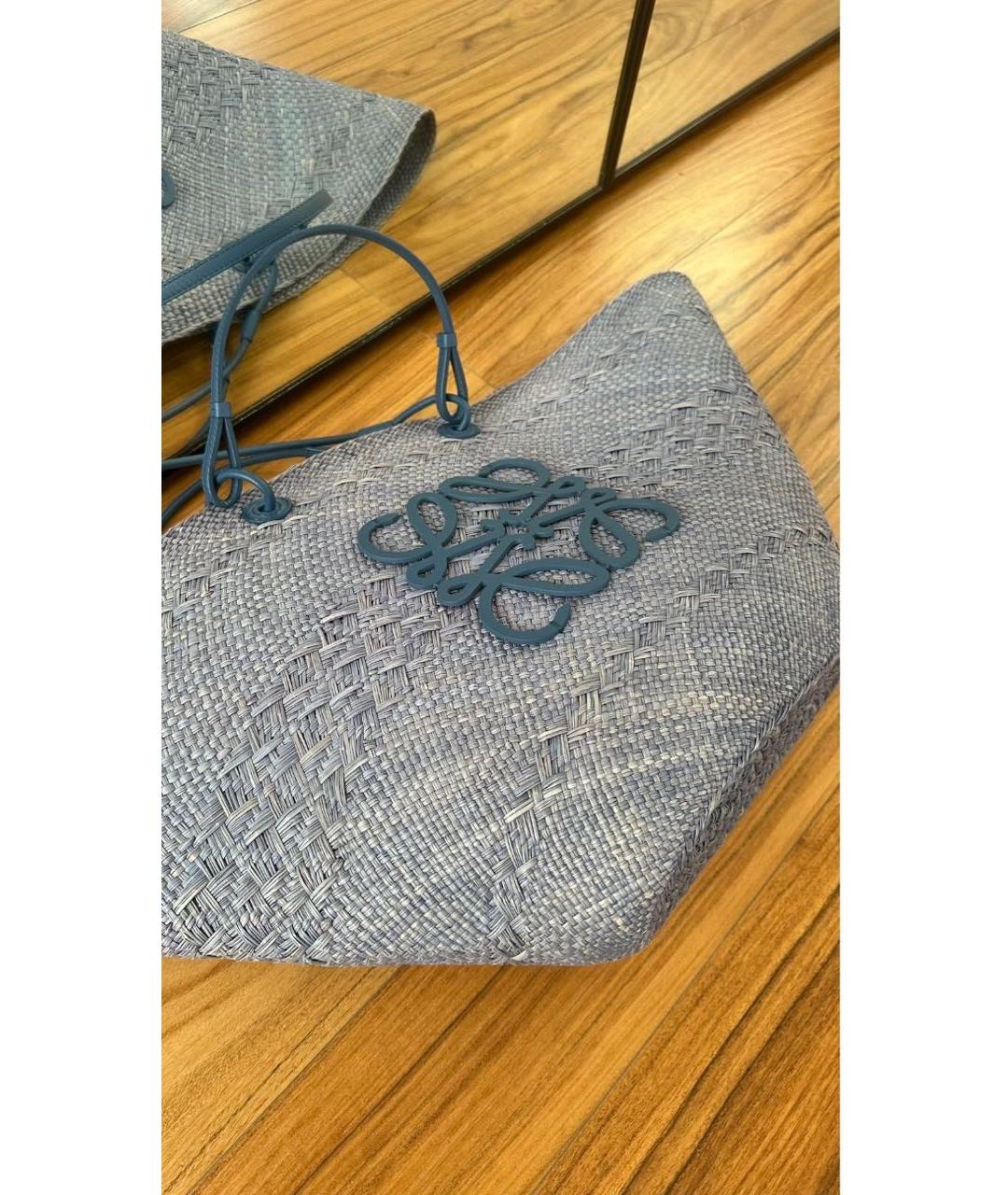 LOEWE Синяя пелетеная пляжная сумка, фото 8