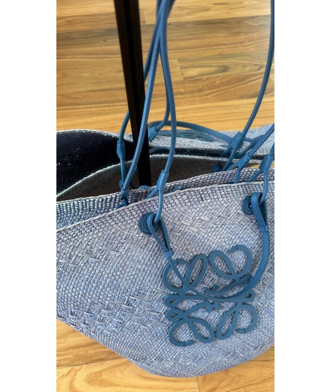 LOEWE Синяя пелетеная пляжная сумка, фото 2