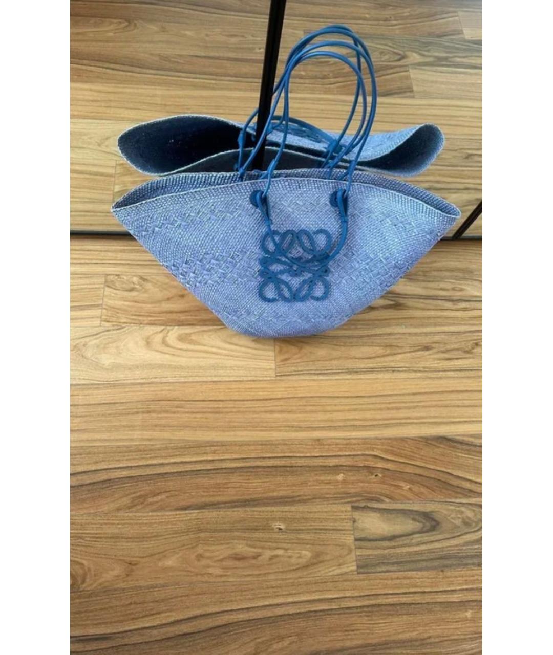 LOEWE Синяя пелетеная пляжная сумка, фото 5