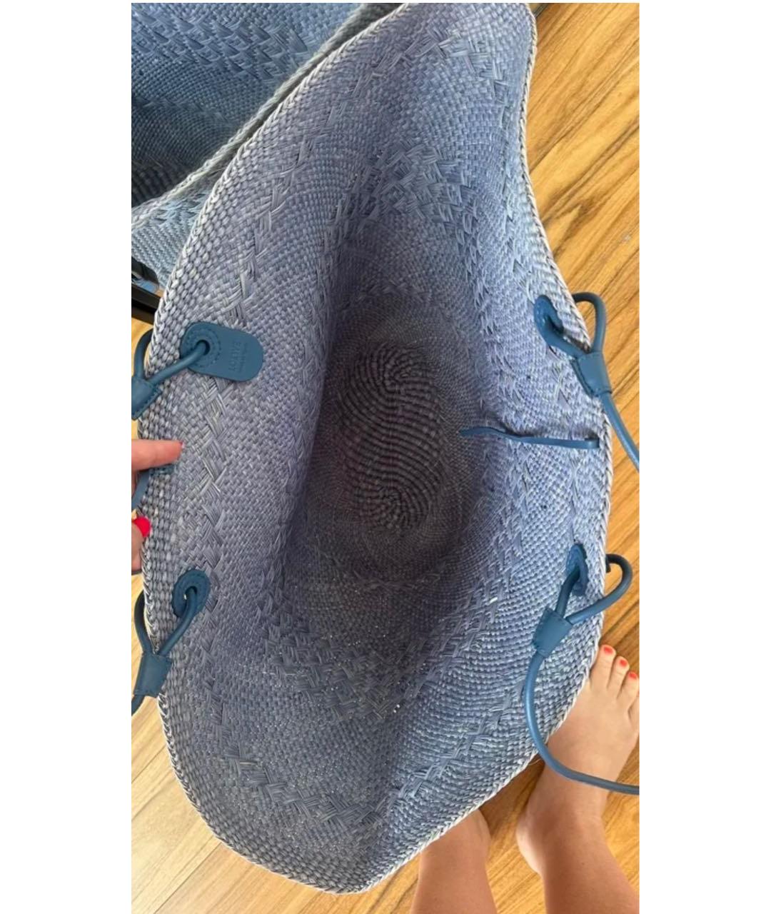 LOEWE Синяя пелетеная пляжная сумка, фото 6