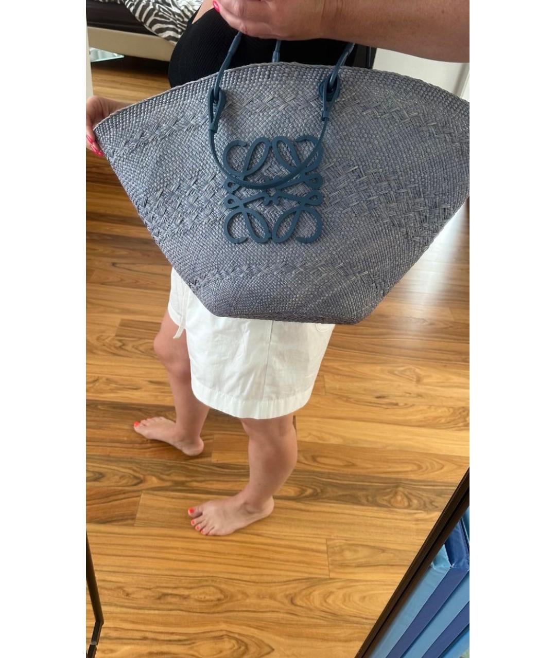 LOEWE Синяя пелетеная пляжная сумка, фото 7