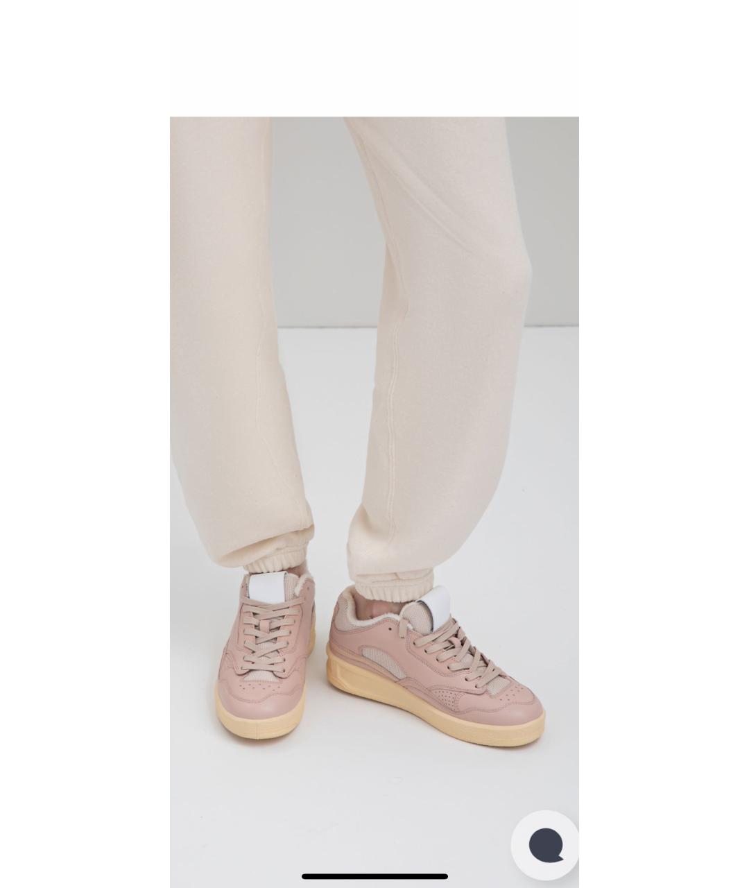 JIL SANDER Розовые кожаные кроссовки, фото 2
