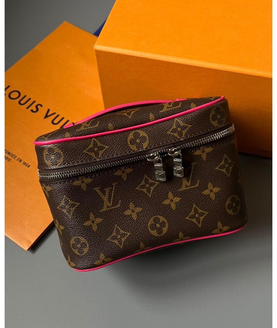 LOUIS VUITTON Коричневая кожаная косметичка, фото 2