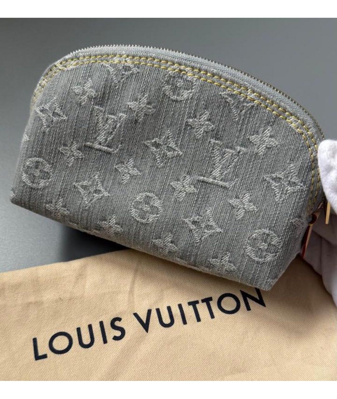 LOUIS VUITTON Серая деним косметичка, фото 3
