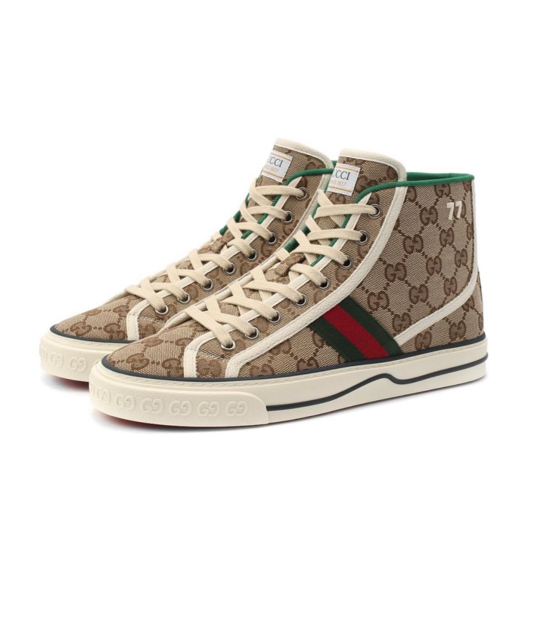 GUCCI Бежевые текстильные кеды, фото 2