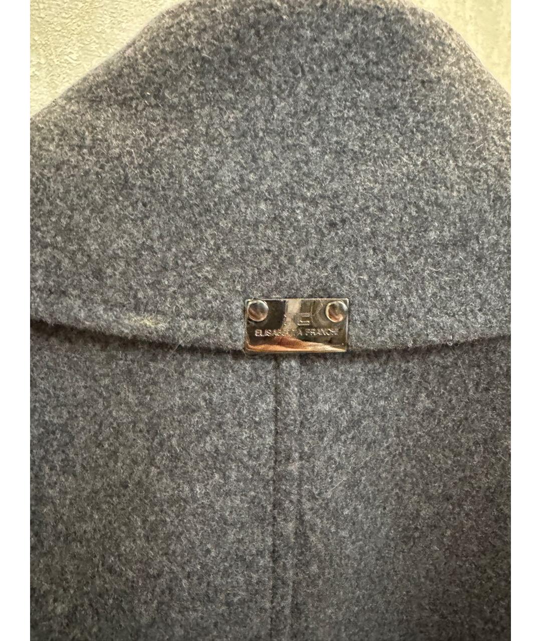 ELISABETTA FRANCHI Серый шерстяной тренч/плащ, фото 4