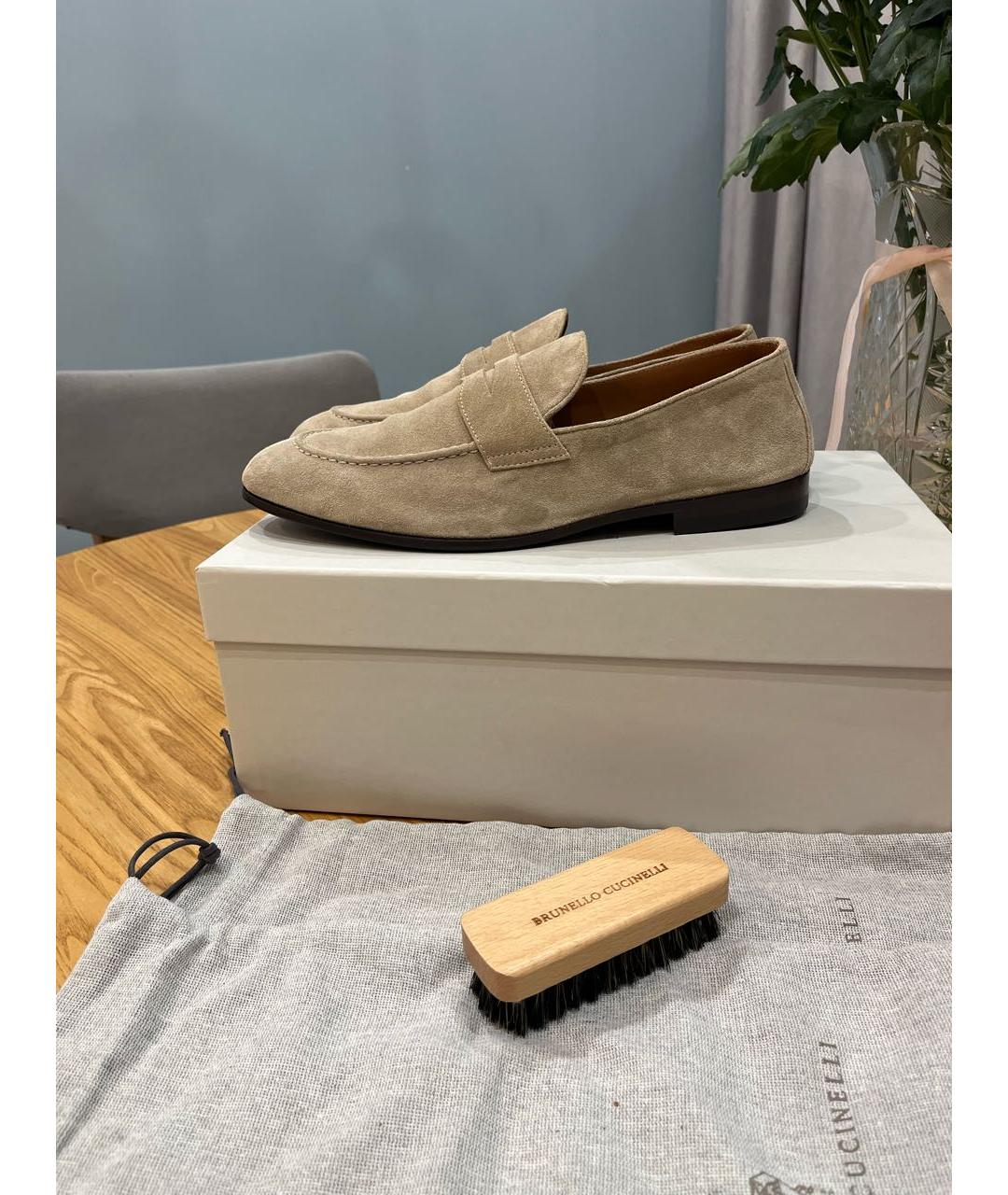 BRUNELLO CUCINELLI Бежевые замшевые лоферы, фото 5