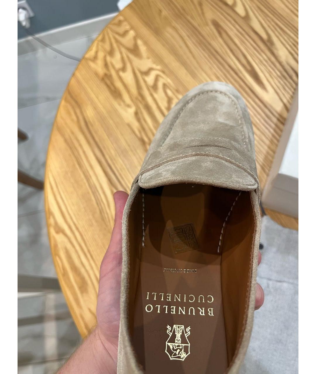 BRUNELLO CUCINELLI Бежевые замшевые лоферы, фото 3