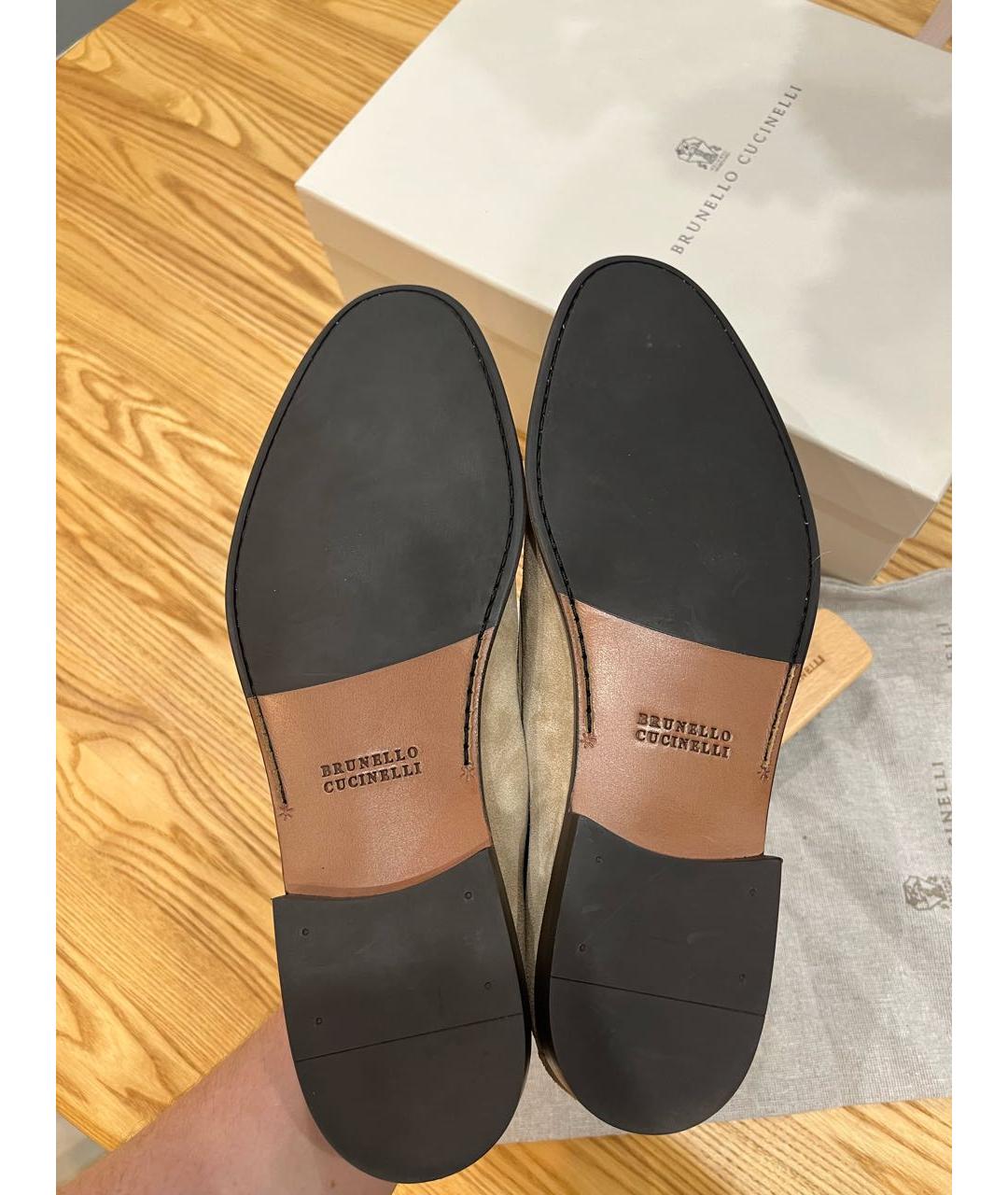 BRUNELLO CUCINELLI Бежевые замшевые лоферы, фото 8