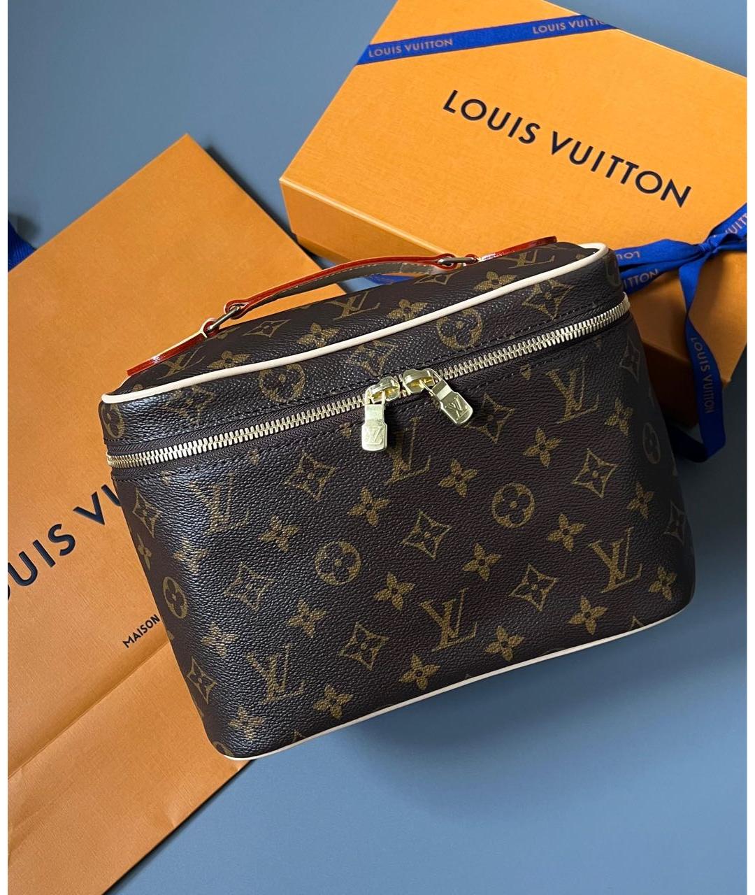 LOUIS VUITTON Коричневая кожаная косметичка, фото 2