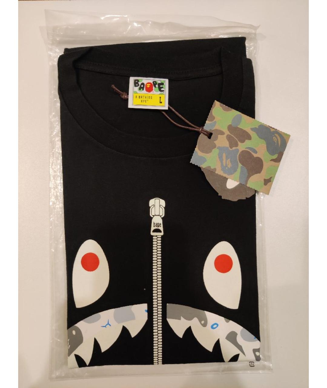 A BATHING APE Черная хлопковая футболка, фото 2