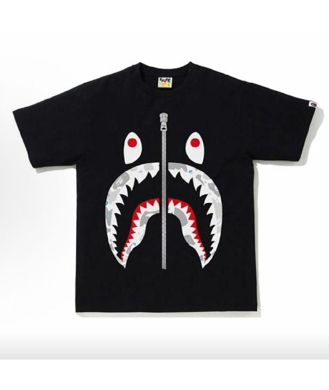 A BATHING APE Черная хлопковая футболка, фото 3