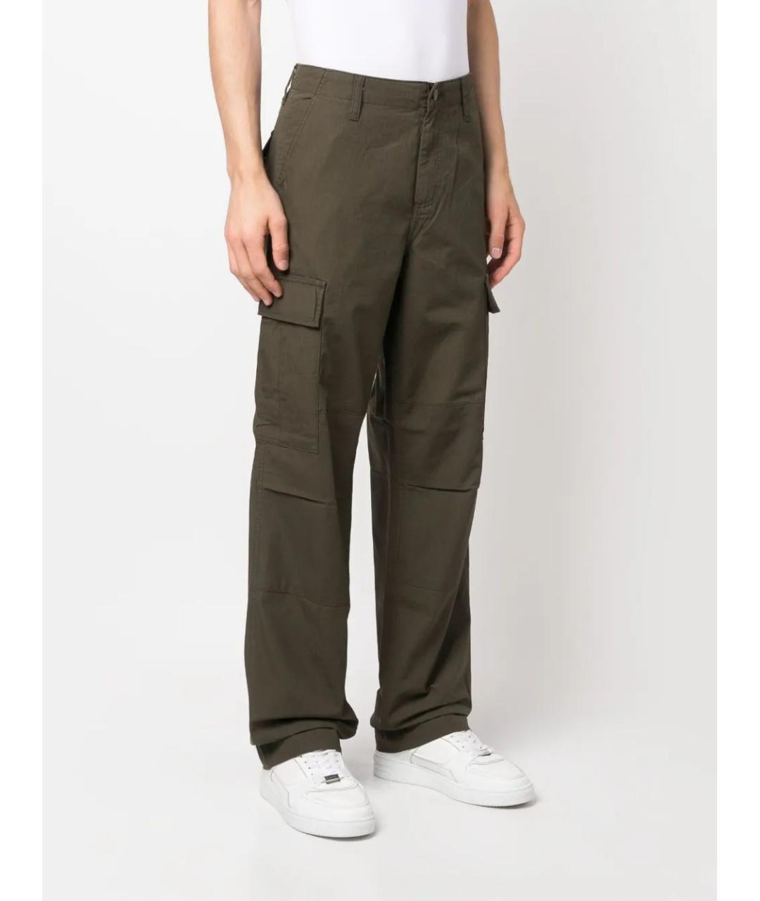 CARHARTT WIP Хаки хлопковые повседневные брюки, фото 3
