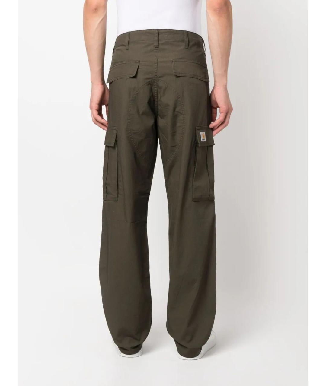 CARHARTT WIP Хаки хлопковые повседневные брюки, фото 4