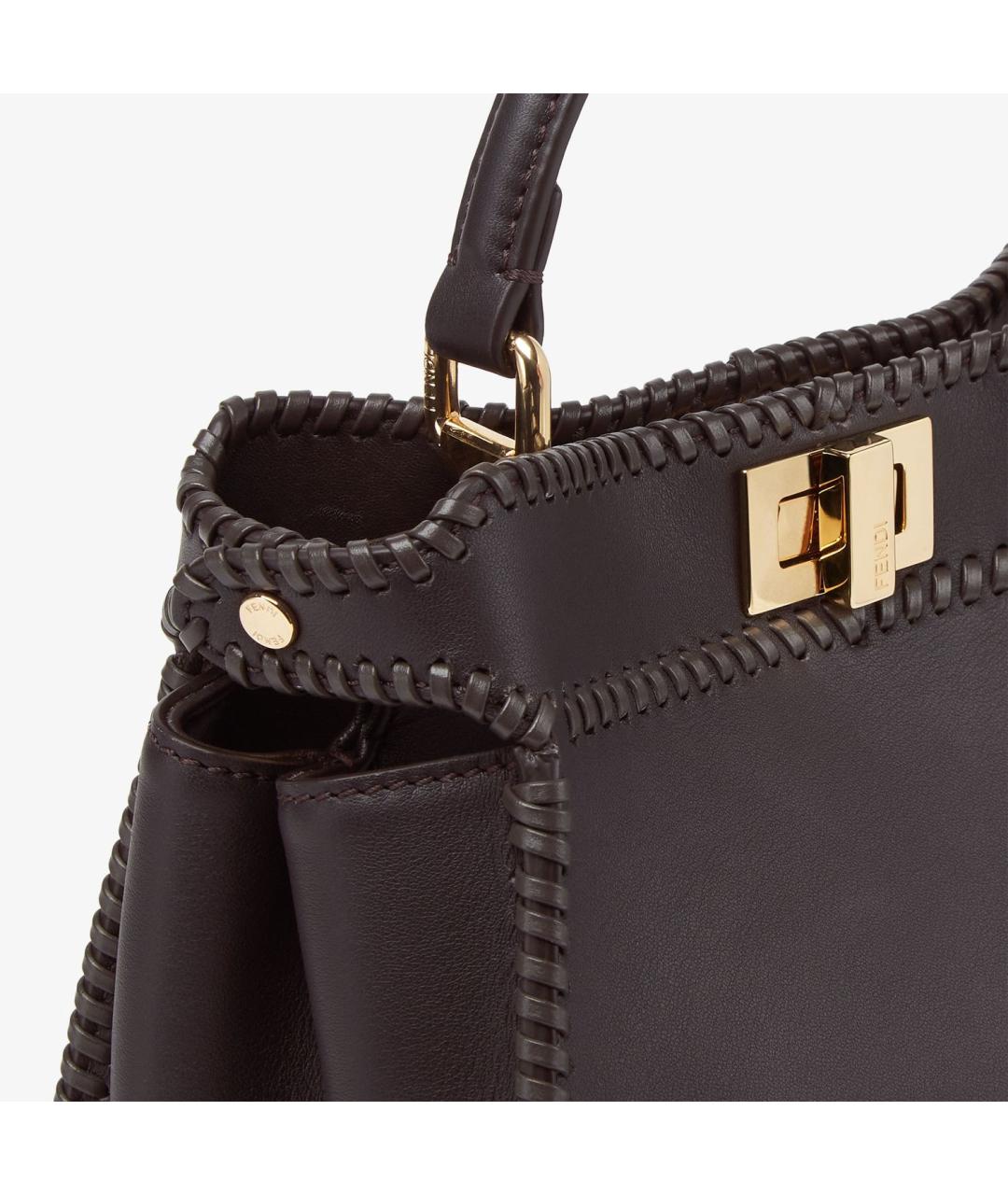 FENDI Коричневая кожаная сумка тоут, фото 5
