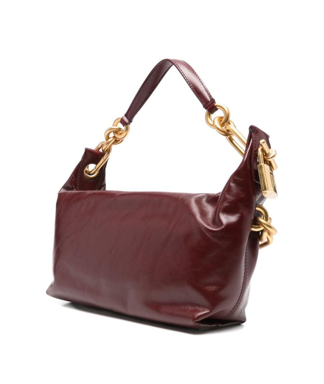 BALMAIN Бордовая кожаная сумка через плечо, фото 3