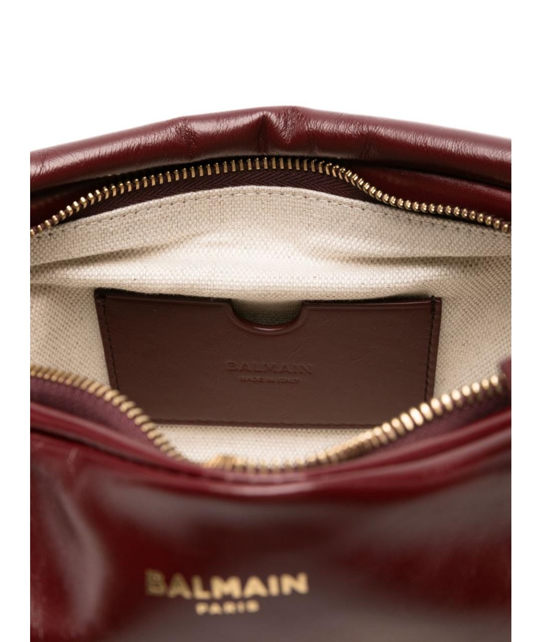 BALMAIN Бордовая кожаная сумка через плечо, фото 2