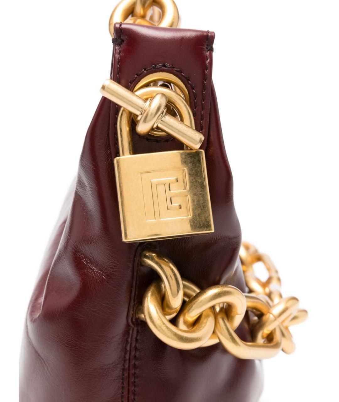 BALMAIN Бордовая кожаная сумка через плечо, фото 4