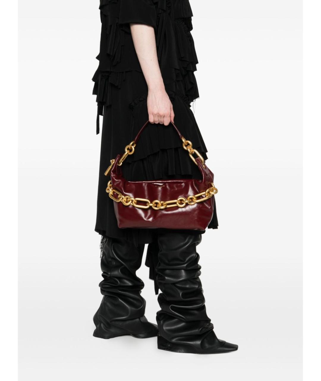 BALMAIN Бордовая кожаная сумка через плечо, фото 5