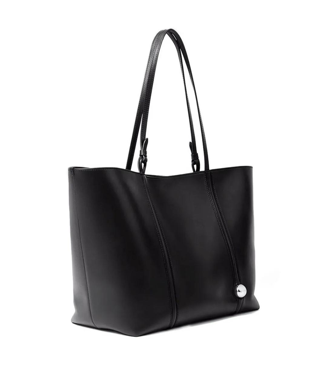 JACQUEMUS Черная кожаная сумка тоут, фото 4