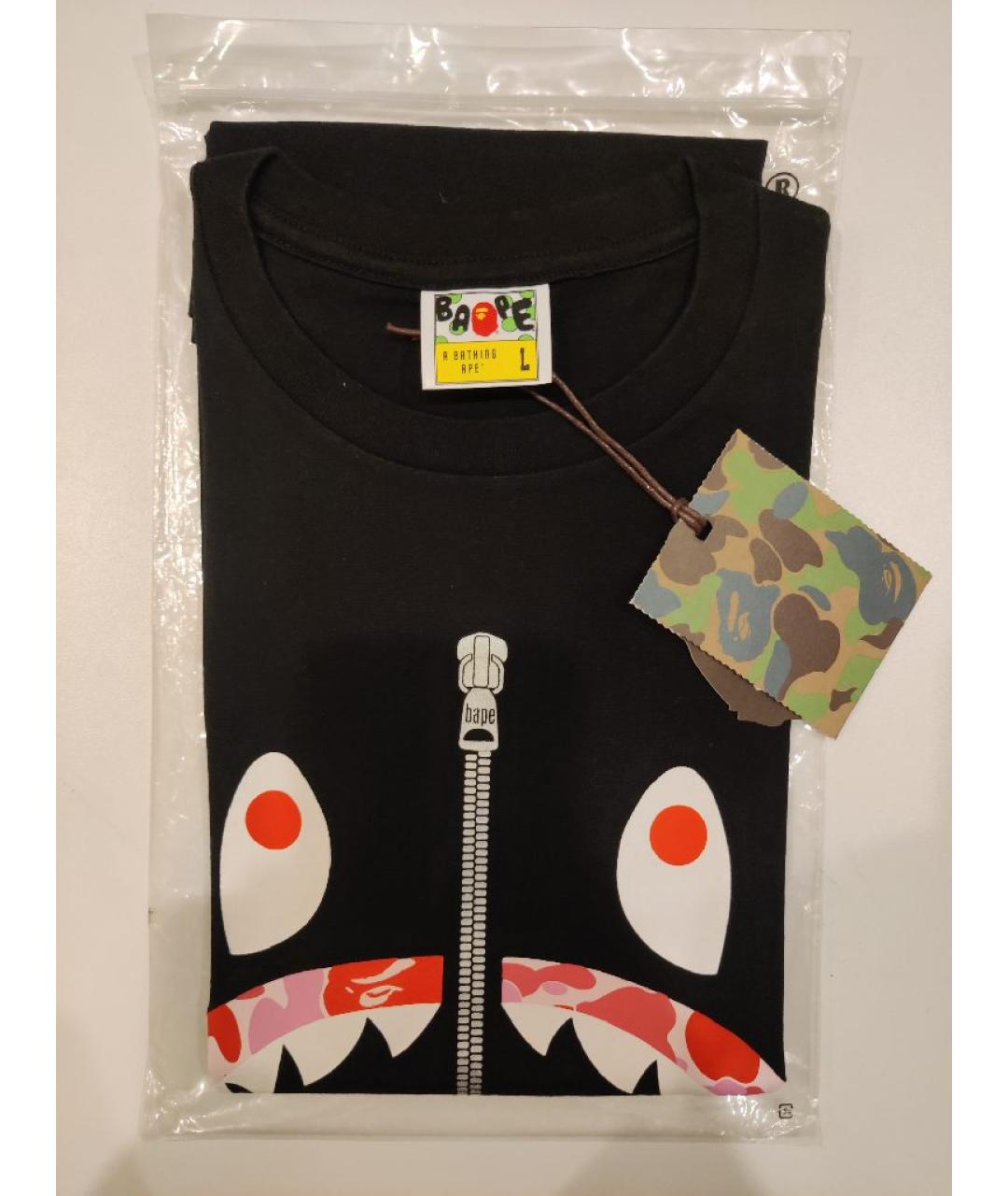 A BATHING APE Черная хлопковая футболка, фото 2