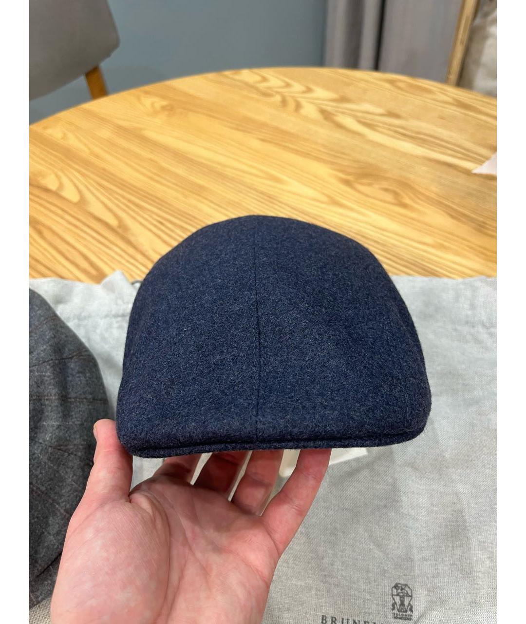 BRUNELLO CUCINELLI Темно-синяя шерстяная кепка/бейсболка, фото 6