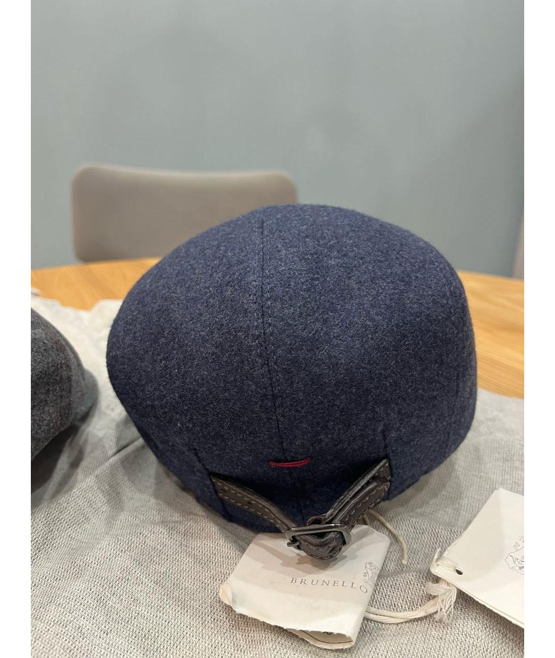 BRUNELLO CUCINELLI Темно-синяя шерстяная кепка/бейсболка, фото 3