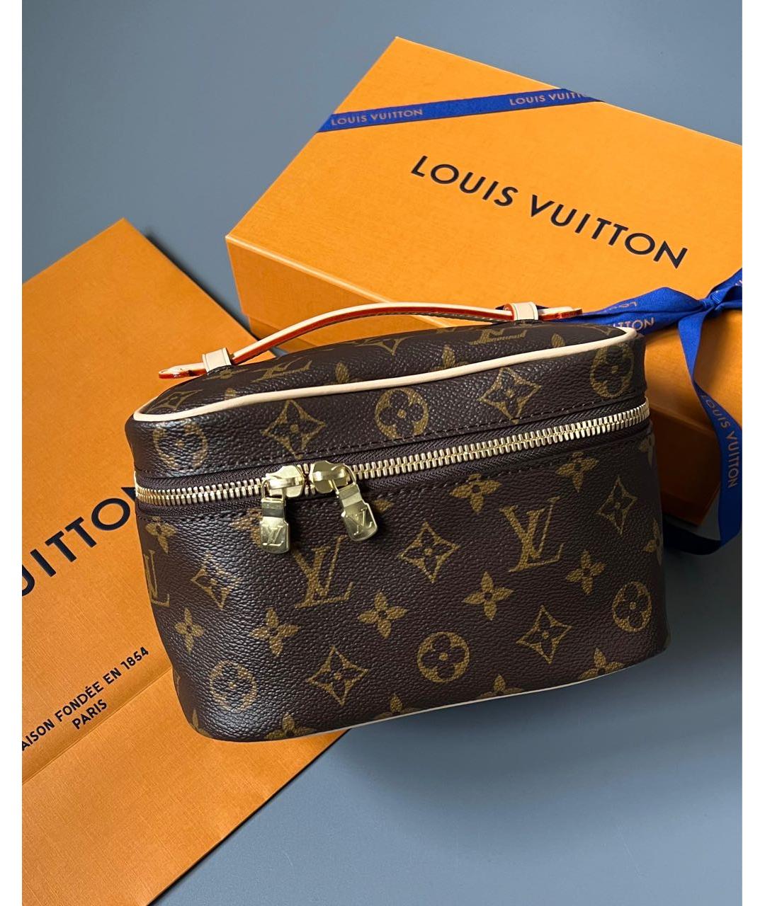 LOUIS VUITTON Коричневая кожаная косметичка, фото 2