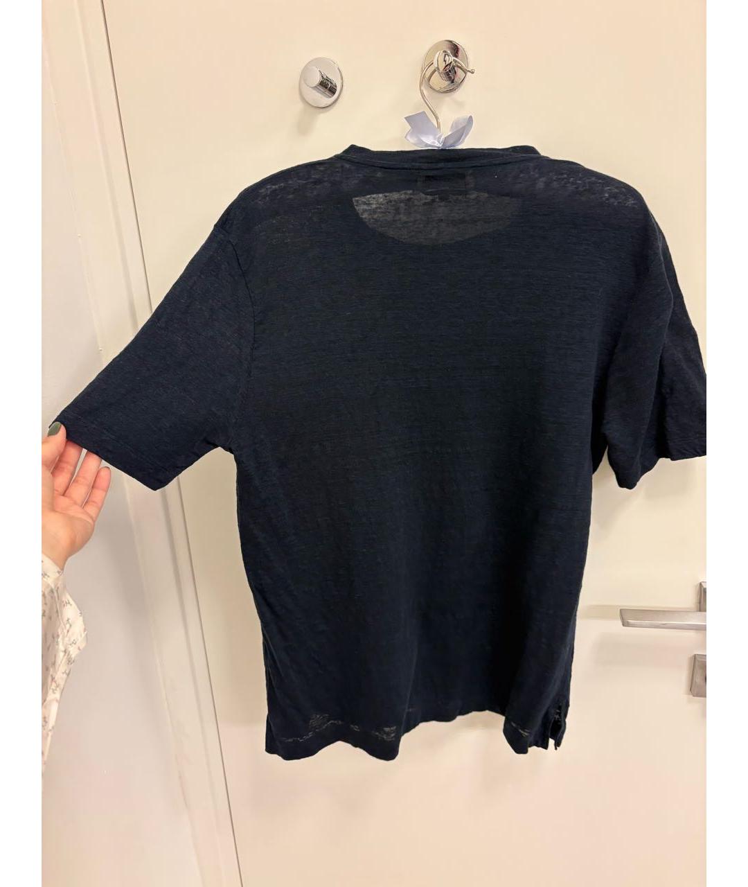 HERMES Темно-синяя льняная футболка, фото 2