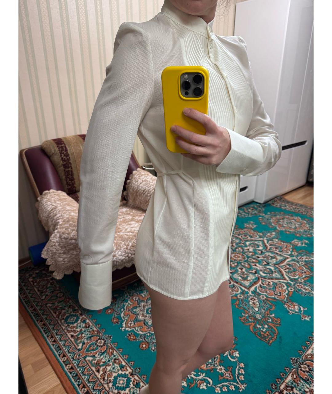 VICTORIA BECKHAM Белая хлопковая рубашка, фото 8