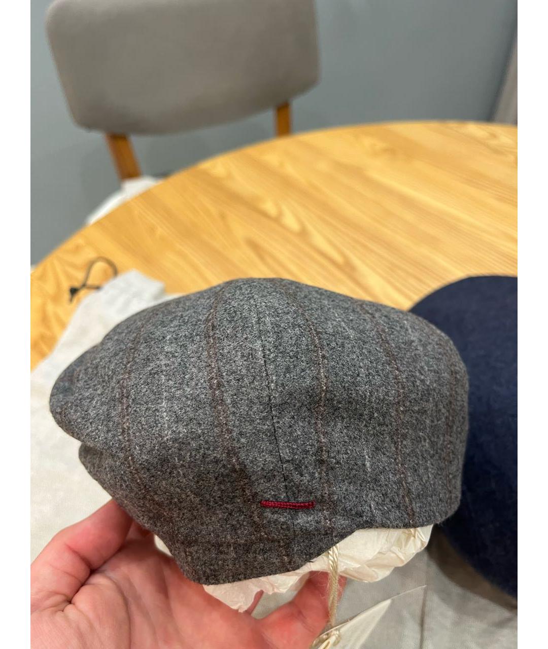 BRUNELLO CUCINELLI Серая шерстяная кепка/бейсболка, фото 3