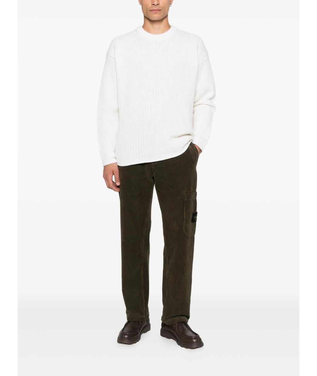 STONE ISLAND Зеленые хлопковые повседневные брюки, фото 2