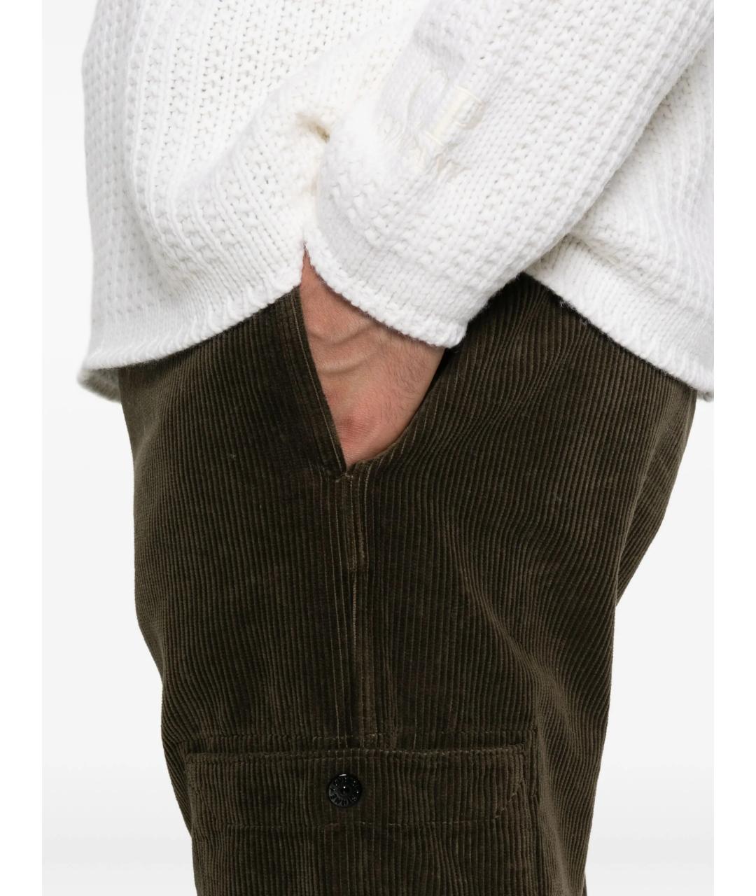 STONE ISLAND Зеленые хлопковые повседневные брюки, фото 5