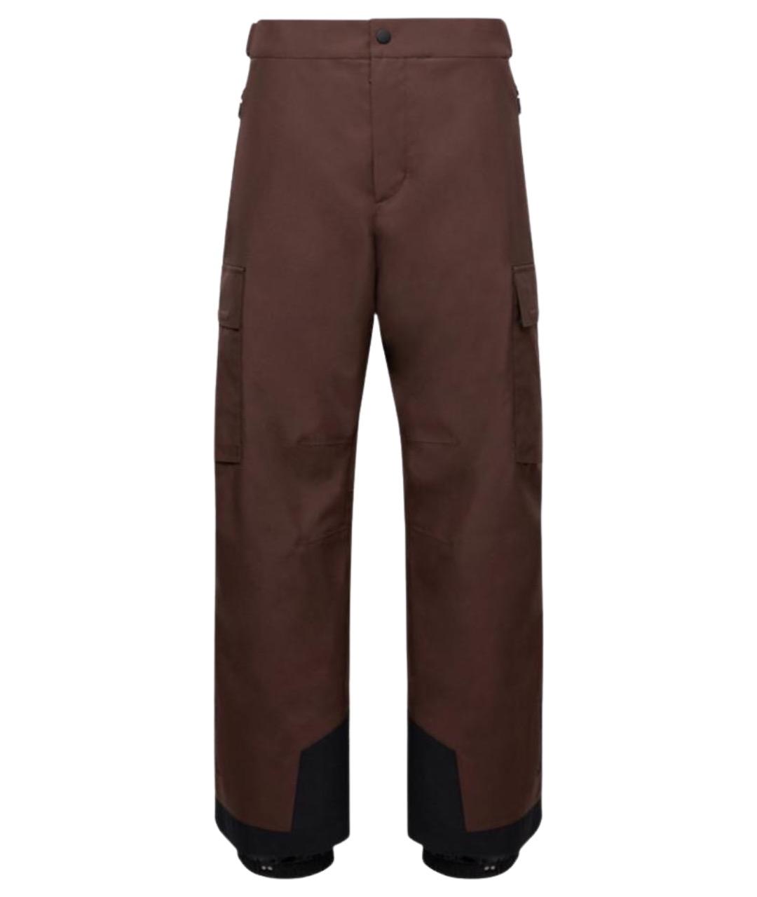 MONCLER Коричневые полиэстеровые повседневные брюки, фото 1