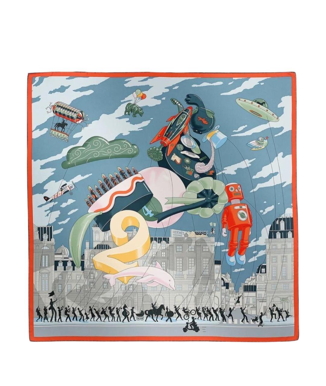 HERMES Мульти шелковый платок, фото 1