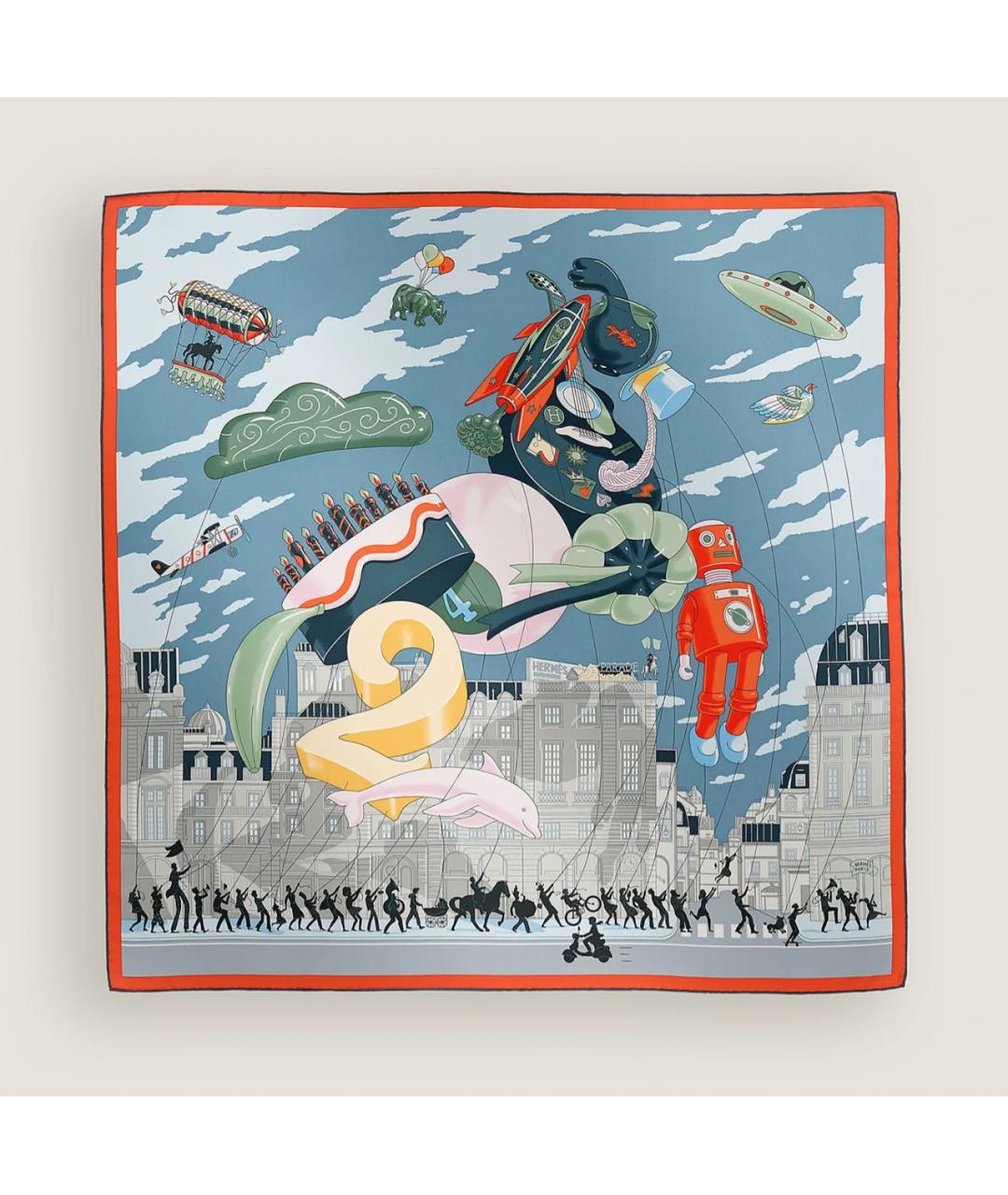 HERMES Мульти шелковый платок, фото 4