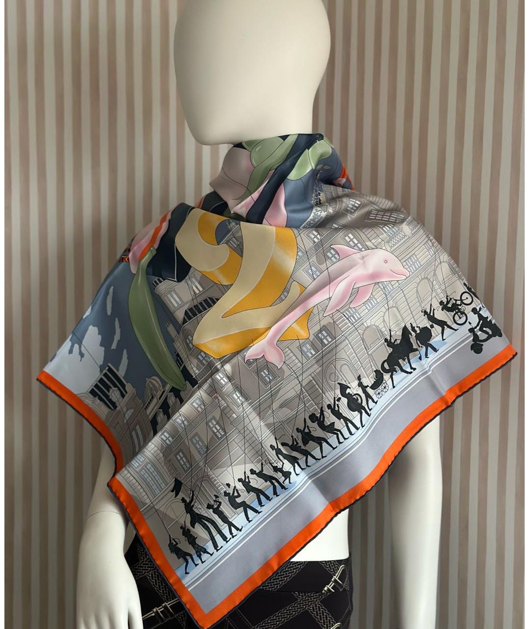 HERMES Мульти шелковый платок, фото 2