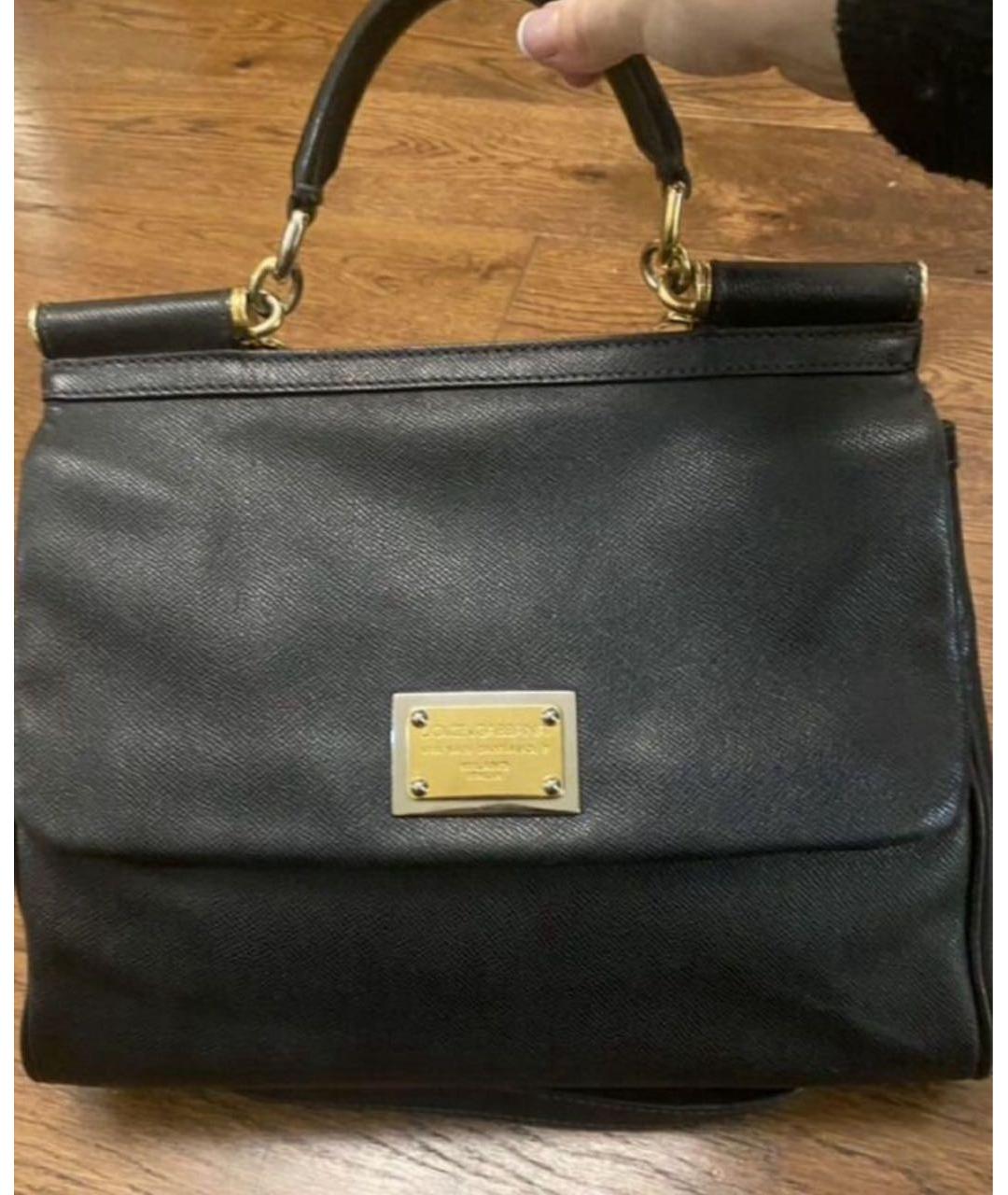 DOLCE&GABBANA Черная кожаная сумка через плечо, фото 3
