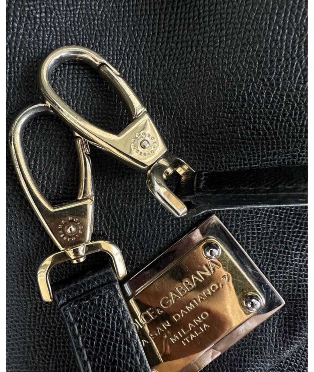 DOLCE&GABBANA Черная кожаная сумка через плечо, фото 5