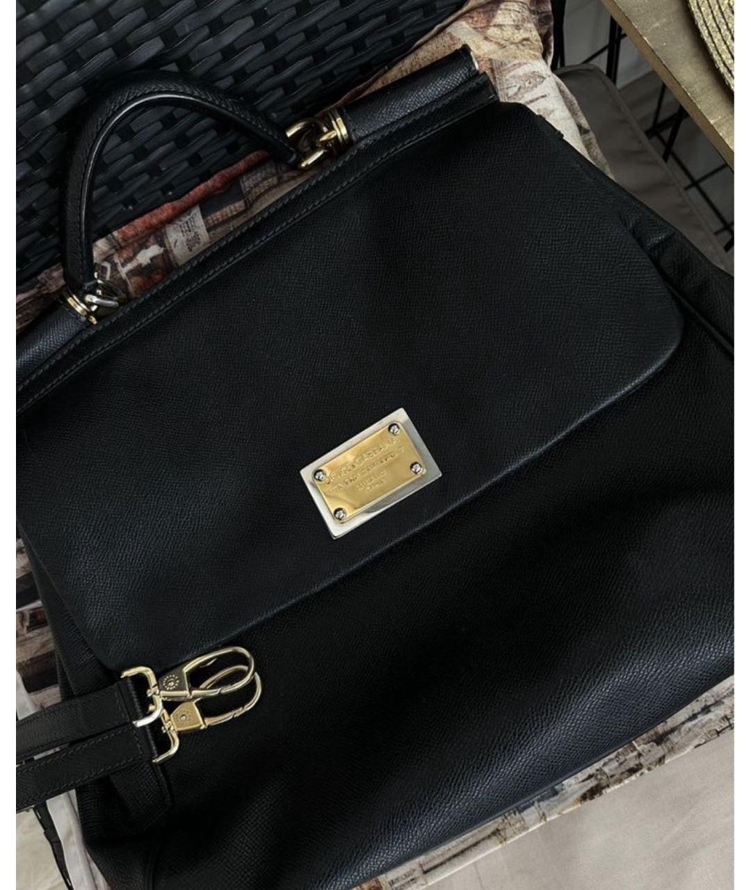 DOLCE&GABBANA Черная кожаная сумка через плечо, фото 2