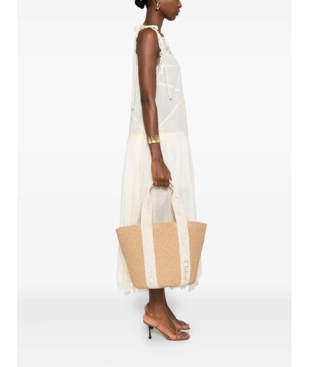 CHLOE Бежевая пелетеная сумка с короткими ручками, фото 2