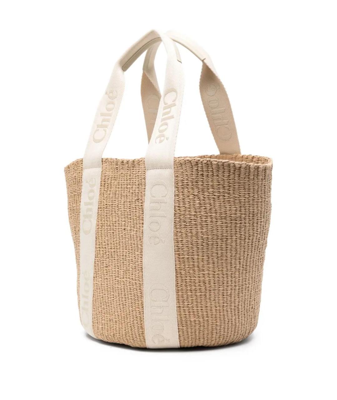 CHLOE Бежевая пелетеная сумка с короткими ручками, фото 3