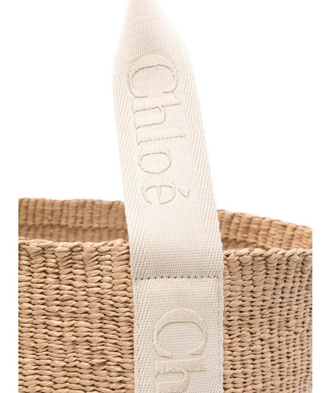 CHLOE Бежевая пелетеная сумка с короткими ручками, фото 4