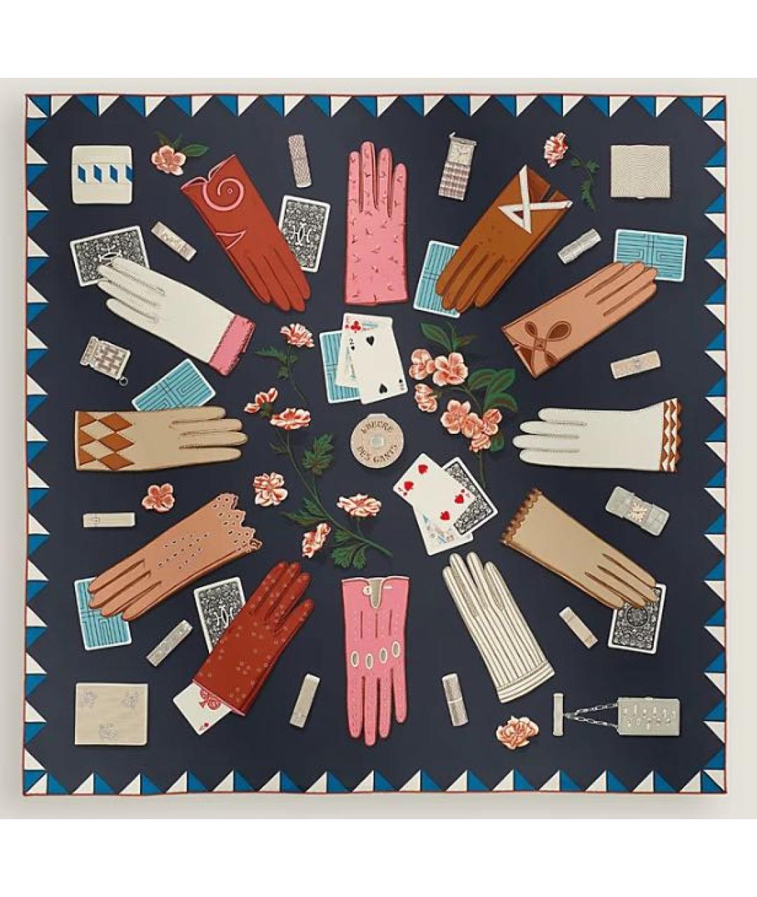 HERMES Темно-синий шелковый платок, фото 4