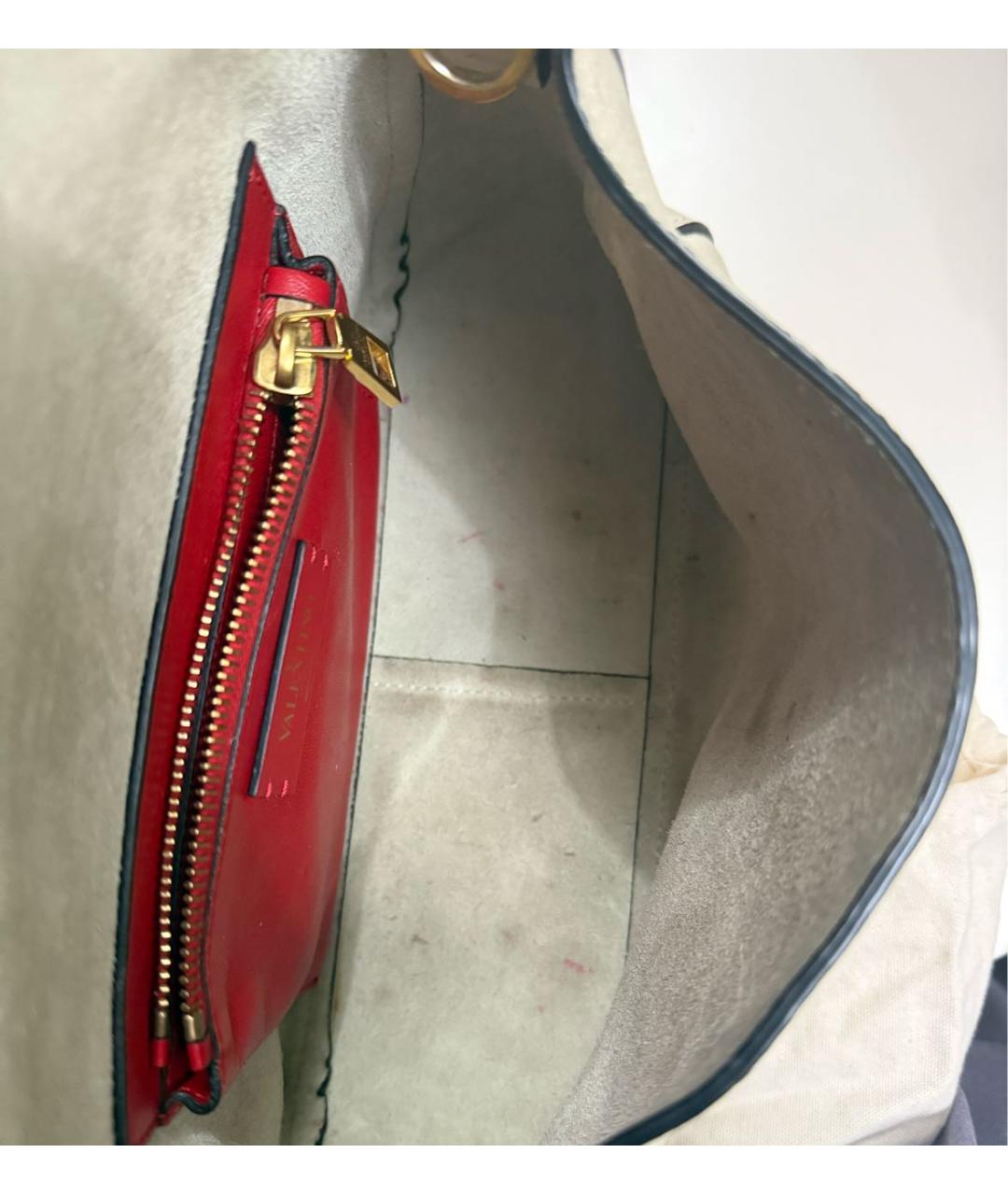 VALENTINO Бежевая кожаная сумка через плечо, фото 4