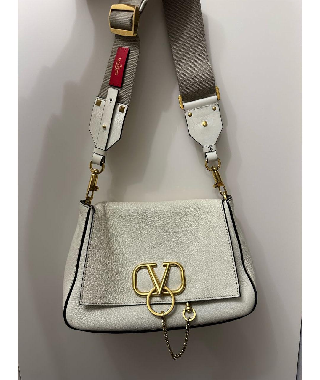 VALENTINO Бежевая кожаная сумка через плечо, фото 9