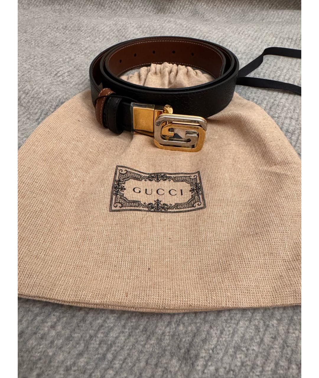 GUCCI Черный кожаный ремень, фото 4