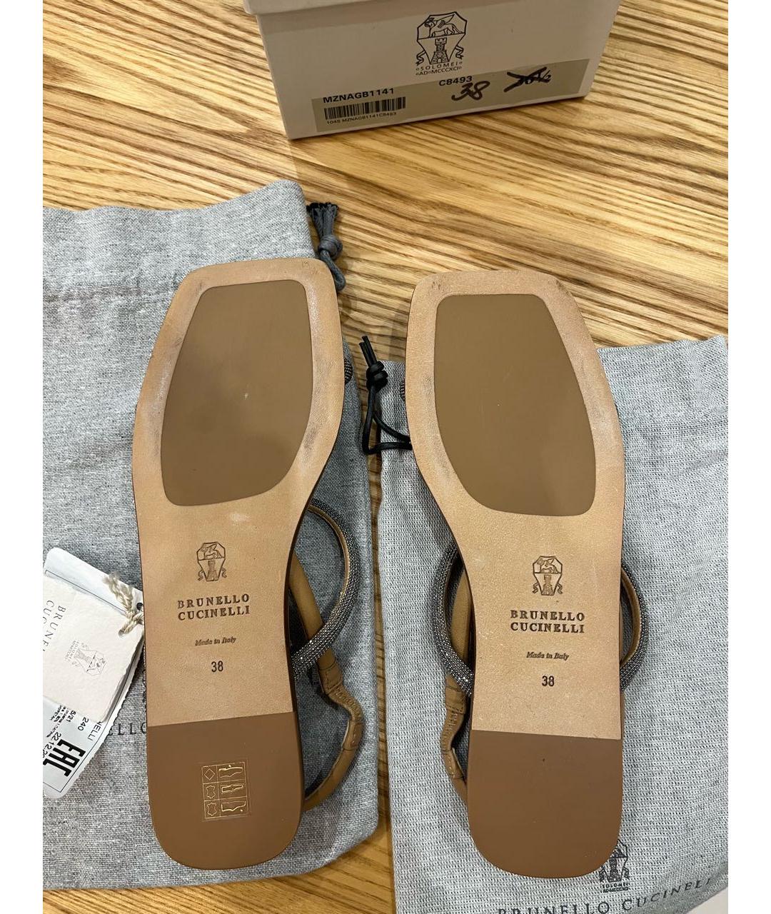 BRUNELLO CUCINELLI Коричневые кожаные босоножки, фото 5