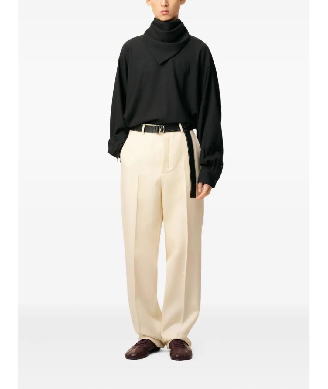 Ami Paris Бежевые шерстяные классические брюки, фото 2